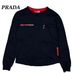 PRADA プラダ 長袖 Tシャツ ブランドロゴ ラバーロゴ コットン ポケット PRADA プラダ 長袖 Tシャツ ブランドロゴ ラバーロゴ コットン