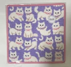 フェイラー モフモフネコチャンハンカチ WEB限定 ペールパープル