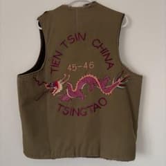 40s USN デッキベスト アルパカ スーベニア刺繍 コの字止めジップ 一点物のサムネイル