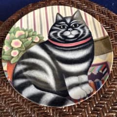 Martin Leman 猫 飾り皿2枚セット ビンテージコレクターズアイテム