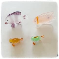 可愛いガラス細工 お魚4個セット（大2個・小2個） インテリア雑貨