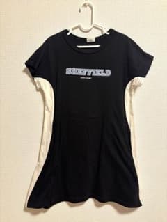 キッズ　半袖Tシャツワンピース　ブラック　ロゴ入り