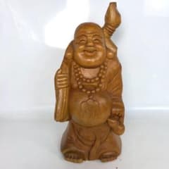 木彫り 布袋尊 七福神 置物 縁起物 開運 商売繁盛 インテリア 仏像