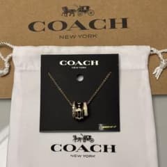 COACH コーチ シグネチャー サークル ストーンネックレス ブラック 