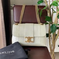 CELINE ヴィクトワール ミディアム ショルダーバッグ パイソン