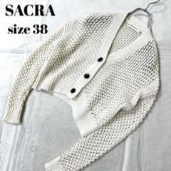 美品★ SACRA サクラ コットン リネン カーディガン アイボリー 白 38 美品☆ SACRA サクラ コットン リネン カーディガン アイボリー 白 38