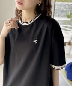 JaVaコラボ　大人スポーティー綿100%シルケット 配色刺繍Tシのサムネイル