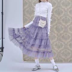 Lovilyn ティアードチュールスカート パープル バイオレット