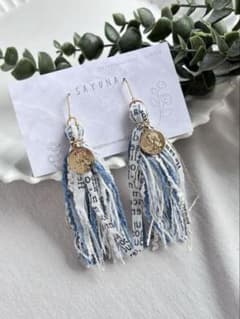 No.35 小さなコインのデニムタッセルピアス／イヤリングのサムネイル