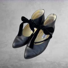 DOLCE&GABBANA レザーリボンパンプス モード ゴシック グランジ