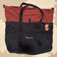 familiar マザーズバッグ ネイビー/赤チェック - メルカリ