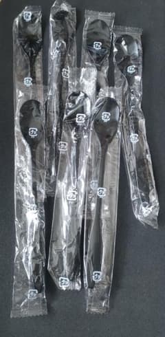 プラスチックスプーン ロング 黒 7本　長い　ブラックのサムネイル