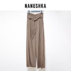 NANUSHKA 千鳥格子 ハイウエスト ワイドパンツ XS ベルト付きのサムネイル