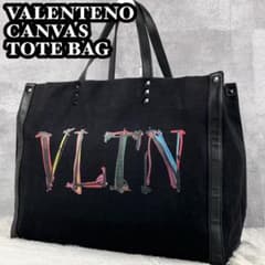 A4可 極美品 ヴァレンティノ キャンバス トートバッグ VLTN プリント 