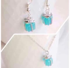 当店1番人気♡セット♡ティファニー  ブルー　ピアス&ネックレス シルバーカラーのサムネイル