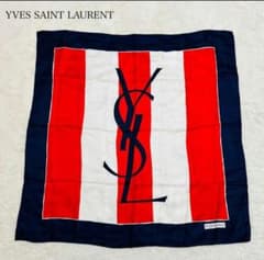 希少　イヴサンローラン　スカーフ　大判　ストライプ　YSL ロゴ　シャドー　絹のサムネイル