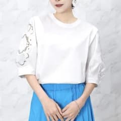 新品 ヤマダヤ ブラウス 白 FENNEL フェンネル レーススリーブ 