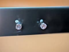 K10WG合成石ピンクスタッドピアス 両耳用のサムネイル