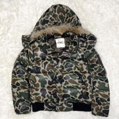 平成 お兄系 ギャル男y2k ダウンジャケット ファー 短丈 迷彩 カモフラ