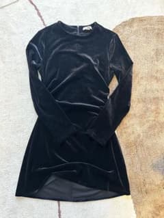 H&M ブラック ベロア ミニワンピース Sのサムネイル