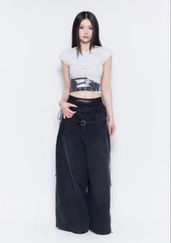 script layered pants ブラック ワイドレッグ デニムパンツのサムネイル