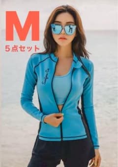 【5点セット】ラッシュガード Mサイズ 水着 体型カバー フィットネス UV対策のサムネイル