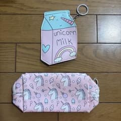 ユニコーン柄 ポーチ 2点セット ピンクのサムネイル