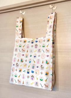 22fabric生地使用☆レジ袋型マイバッグ☆ボンボンジャーニー白 - メルカリ