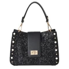 美品】DIANA グリッター パール 2WAY ショルダーバッグ ブラック