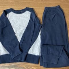 UNIQLO コットンパジャマ Mサイズ ネイビー/グレーのサムネイル