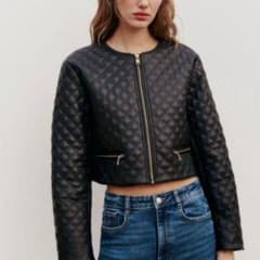 未使用級✨】ZARA ショートキルティングフェイクレザージャケット