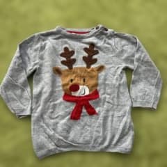H&M クリスマス　トナカイ刺繍ニットセーターのサムネイル