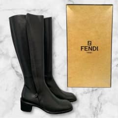 美品✨FENDI フェンディ　黒　ロングブーツ　エナメル　ストレッチ　24.0 org.jpg