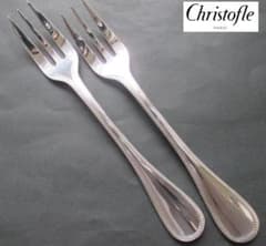 極美品☆仏蘭西 高級銀器クリストフルシルバー 銀P ケーキフォーク2本