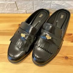 ZARA チャンキーソール ミュール ローファー フリンジ付き ブラック 38