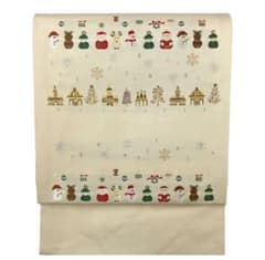 ◎mo-0420 新品 名古屋帯 クリスマス ツリー サンタ 雪だるま 12-8 