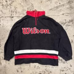 90s Wilson 하프 Zip 스웨트 블랙 화이트 레드 L 헌 옷 윌슨