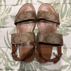 お値下げCOACH ブラウン ストラップサンダル コーチ ストラップサンダル ブラウン - メルカリ