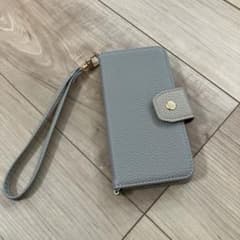iPhoneSE用手帳型スマホケース ストラップ付き グレーのサムネイル