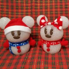 ☆テツ様専用☆【お値下げ】ミッキー&ミニー　光る雪だるま　クリスマス置物のサムネイル