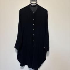 ZARA バンドカラー ロングシャツ ブラックのサムネイル