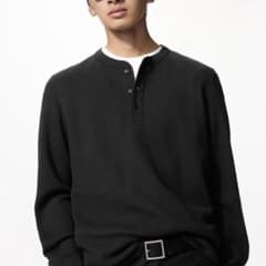 UNIQLO ワッフルヘンリーネックTシャツ 長袖 Sのサムネイル