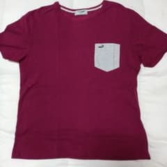 y*u様 CROCODILE Tシャツ ポケット付き ワインレッド Lサイズのサムネイル