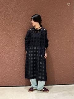 6(ROKU)◆ブロックメッシュフリンジワンピース 6（ロク）の「＜6(ROKU)＞ブロックメッシュ フリンジ ワンピース