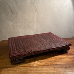稀少デザイン らんたい漆器 四つ脚花台 九州 伝統工芸 漆芸 竹細工 骨董品 稀少デザイン らんたい漆器 四つ脚花台 九州 伝統工芸 漆芸 竹細工