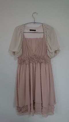 【お値下げ】結婚式 パーティー ドレス ピンク シフォン 上品 ボレロのサムネイル