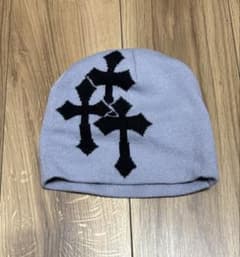 クロスデザイン ニットビーニー グレー Y2K グランジ ストリートのサムネイル