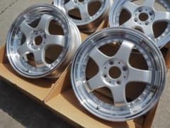 新品5本スポーク シルバー 6.5J 4枚 ピアスボルト コンパクト カスタム 