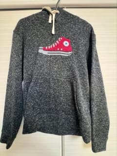 CONVERSE コンバース 裏ボア パーカー M グレー スニーカー刺繍のサムネイル