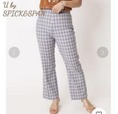 U by SPICK&SPAN ハイウエストギンガムチェックパンツ  ブルーのサムネイル